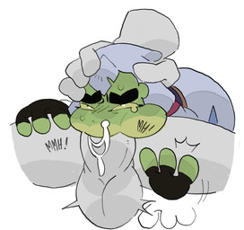 anthro asphyxiation balls big_balls big_penis biped bodily_fluids cum cum_from_nose cum_in_mouth cum_in_nose cum_inside duo erection fellatio forced forced_fellatio genital_fluids genitals head_grab head_squeeze larger_male male male/male male_dominating_male male_raping_male muffled_scream oral penetration penile penis penis_in_mouth rape sex size_difference smaller_anthro smaller_male smaller_penetrated sweat sweaty_face tapping_out tears_of_desperation real_saming assassin's_creed captain_laserhawk:_a_blood_dragon_remix ubisoft bullfrog_(captain_laserhawk) amphibian frog 2026 hi_res