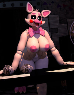 anthro big_breasts black_sclera breasts desk female furniture genitals looking_at_viewer machine multicolored_body nipples nude nude_anthro nude_female pink_body segmented_body solo table two_tone_body vulva white_body white_eyes wide_hips geometryboymejia sofmodels_(modeler) five_nights_at_freddy's five_nights_at_freddy's_2 scottgames mangle_(fnaf) animatronic canid canine fox mammal robot 2024 3d_(artwork) absurd_res digital_media_(artwork) hi_res