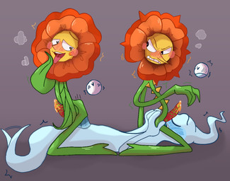 ahegao anal anal_penetration blush disembodied_eyes eyeless group group_sex heart_eyes heart_symbol looking_pleasured male male/male oral penetration plant rimming sex tail tail_motion tailwag threesome trio suspicious_spirit cuphead_(game) studio_mdhr blind_specter cagney_carnation elemental_creature elemental_humanoid flora_fauna ghost humanoid plant_humanoid spirit hi_res