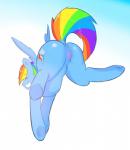 2014 animal_genitalia anus ass_up blue_body blue_feathers blue_fur blush body_blush butt cold-blooded-twilight cutie_mark equid equine feathered_wings feathers female feral friendship_is_magic fur genitals hair hasbro hi_res mammal multicolored_hair multicolored_tail my_little_pony mythological_creature mythological_equine mythology nipples nude pegasus presenting presenting_hindquarters pussy pussy_blush question_mark rainbow_dash_(mlp) rainbow_hair rainbow_tail raised_tail simple_background smile solo tail teeth white_background wings