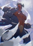 abs anthro areola biceps biped blue_body featureless_crotch low-angle_view male muscular muscular_anthro nipples nude orange_body outside pecs pokemorph solo zfou nintendo pokemon garchomp generation_4_pokemon pokemon_(species) 2023 absurd_res digital_media_(artwork) hi_res