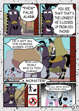 black_ear black_mane black_nose black_spots blue_collar clothing collar female feral freckled_face freckles fur grey_body grey_fur group leg_markings male mane markings police police_officer police_uniform red_collar scared socks_(marking) speech_bubble spots text uniform white_body white_fur redundantmodule 101_dalmatian_street 101_dalmatians disney background_character dolly_(101_dalmatians) dylan_(101_dalmatians) pearl_(101_dalmatians) canid canine canis dalmatian domestic_dog equid equine horse human mammal comic english_text hi_res