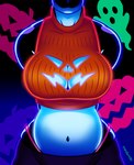 anthro big_breasts bodily_fluids breasts butt butt_from_the_front cleavage_cutout cutout female holidays jack-o'-lantern navel smile solo sweat sweaty_butt thong_straps wide_hips transient001 dc_comics halloween orca_(dc) cetacean dolphin mammal marine oceanic_dolphin orca toothed_whale