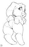 anthro butt female genitals pussy simple_background solo white_background xylas lagomorph leporid mammal rabbit 2023 line_art monochrome sketch