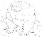 anthro balls belly genitals humanoid_genitalia humanoid_hands humanoid_penis kemono male musclegut muscular navel nipples overweight overweight_anthro overweight_male penis sitting solo mti777 bear mammal 2020 monochrome sketch