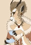 anthro beverage choker classy ear_piercing female food horn jewelry necklace piercing solo tea victoriana alodie antelope bovid gazelle mammal source_request