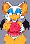 alternate_costume anthro bat_wings big_breasts breasts camel_toe clothing clothing_swap eyeshadow female grey_background half-closed_eyes huge_breasts makeup membrane_(anatomy) membranous_wings narrowed_eyes nipple_slip panties simple_background solo underwear wings somescrub sega sonic_the_hedgehog_(series) rouge_the_bat bat mammal 2024 absurd_res aliasing digital_media_(artwork) hi_res