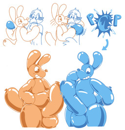 anthro balloon balloon_animal balloon_animal_transformation balloon_popping beak big_penis clothing duo frottage genitals glistening glistening_body huge_penis hyper hyper_genitalia hyper_penis inflatable male onomatopoeia penile penis penises_touching sex simple_background sound_effects text transformation white_background soupspicyy animate_inanimate avian bird living_balloon living_inflatable absurd_res hi_res
