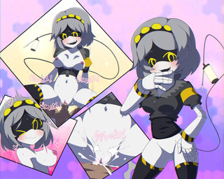 accessory blush bodily_fluids clothed clothing coat cowgirl_position cum cum_in_vagina cum_inside fangs female female_on_top first_person_view from_front_position genital_fluids grey_hair hair hair_accessory hairband hand_on_hip heart_symbol machine male male/female nude nude_female nude_male on_bottom on_top one_eye_closed open_clothing open_coat open_topwear partially_clothed penetration screen screen_eyes screen_face sex shaved_vulva short_hair spread_legs spreading sweat tail teeth topwear vaginal vaginal_penetration white_body yellow_eyes peppermintwolf glitch_productions murder_drones v_(murder_drones) human humanoid mammal robot robot_humanoid hi_res