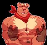 2018 abs alpha_channel anthro canid canine cursedmarked disembodied_hand duo eyes_closed male mammal muscular muscular_male nipple_fetish nipple_play nipples open_mouth pecs simple_background solo_focus transparent_background