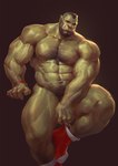 abs big_muscles body_hair chest_hair clothing covering covering_crotch covering_penis footwear green_body green_skin hairy holidays humanoid_pointy_ears male muscular muscular_humanoid muscular_male nipples pecs pointy_ears pubes socks solo vein 6suan christmas humanoid orc hi_res unavailable_at_source