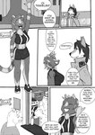 absurd_res adrien_warmher anthro black_and_white breasts broken_ear brown_body canid canine canis comic cut_ear cut_ears dialogue domestic_cat duo ear_scar english_text eye_scar facial_scar felid feline felis female fox fur group haruna_(xefino) hi_res hiroki_(xefino) human hybrid male mammal monochrome prototype scar text the_adventure_of_xefino white_body white_fur wolf xefino