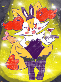 anthro biped blush blush_stickers breasts bunny_costume clothing cocktail_glass container costume cup digitigrade dipstick_tail drinking_glass fake_ears fake_rabbit_ears female female_anthro food front_view glass glass_container glass_cup hand_on_hip head_tilt holding_object holding_plate legwear leotard looking_at_viewer markings object_in_tail open_mouth open_smile perspective-incorrect_clothing plate shrimp_(food) simple_background small_breasts smile solo sparkles standing stockings tail tail_markings annyui0611 nintendo pokemon braixen canid generation_6_pokemon mammal pokemon_(species) 2023 digital_drawing_(artwork) digital_media_(artwork) hi_res japanese_description translated_description