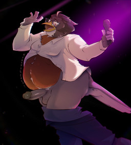 balls belly bottomwear bottomwear_down clothed clothing electronics eyewear genitals glasses humiliation male mature_male microphone on_stage open_clothing open_shirt open_topwear overweight overweight_male pants pants_down partially_clothed penis shirt shirt_opened surprised_expression topwear wardrobe_malfunction mxmanagement earl_carson american_robin avian bird oscine passerine robin_(bird) thrush_(bird) true_thrush absurd_res hi_res