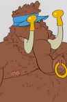 anthro belly brown_body brown_fur facial_piercing fur male moobs nipples nose_piercing nose_ring overweight overweight_male piercing ring_piercing solo wkd cartoon_network chowder_(series) gazpacho_(chowder) elephant elephantid mammal proboscidean 2022