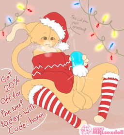 advertisement anthro balls big_balls big_penis blush bodily_fluids bottomless bottomless_anthro bottomless_male christmas_clothing christmas_decorations christmas_headwear christmas_lights clothed clothing countershade_face countershade_torso countershading dipstick_tail erection exclamation_point feet fur genital_fluids genital_raphe genitals gloves_(marking) hair hat headgear headwear heart_symbol holding_object holding_penetrable_sex_toy holding_sex_toy holidays humanoid_genitalia humanoid_penis leg_markings legwear looking_down looking_pleasured male male_anthro markings masturbation open_:3 open_mouth open_smile orange_balls orange_body orange_ears orange_fur orange_hair orange_penis orange_tail pattern_clothing pattern_legwear pattern_stockings pattern_sweater pattern_topwear penetrable_sex_toy penile penile_masturbation penis precum raphe_(anatomy) red_clothing red_hat red_headwear red_sweater red_text red_topwear santa_hat scrotal_raphe sex_toy sitting smile socks_(marking) solo stockings striped_clothing striped_legwear striped_stockings stripes sweater tail tail_markings talking_to_self tan_body tan_countershading tan_feet tan_hands tan_tail_tip text topwear horniicat christmas mrlsexdoll alex_(horniicat) domestic_cat felid feline felis mammal english_text hi_res