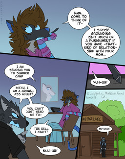 anthro artist blue_body blue_eyes blue_insides blue_nose blue_skin blue_tail brown_hair camp dialogue duo facial_markings female grey_body hair head_markings humor implied_incest male markings outside profanity reality_shift speech_bubble summer_camp tail teleportation text the_truth wacom_pen white_speech_bubble pankallisti wacom circe_(pankallisti) malakai_(malakai) misty_(mistyfur) canid canine canis mammal murid murine rat rodent wolf comic english_text hi_res daughter_(lore) mother_(lore) mother_and_child_(lore) mother_and_daughter_(lore) mother_and_son_(lore) parent_(lore) parent_and_child_(lore) parent_and_daughter_(lore) parent_and_son_(lore) son_(lore)