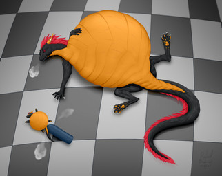 air_from_mouth air_inflation air_tank annoyed belly belly_expansion belly_inflation big_belly black_body claws expansion feral fur horn hyper hyper_inflation immobile inflation male mane markings paw_on_belly paws ring_on_horn simple_background solo stretch_marks tail voodoo voodoo_doll voodoo_inflation yellow_body lunhiss mythology dragon mythological_creature mythological_scalie scalie 2023 character_request dated digital_drawing_(artwork) digital_media_(artwork) hi_res shaded signature widescreen