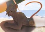 anthro beach blonde_hair buckteeth butt casual_nudity detailed_background fur grey_body grey_fur hair male nude nude_beach nude_sunbathing outdoor_nudity outside pink_tail public rat_tail rodent_tail sand scenery seaside sky solo sun sunbathing tail teeth under_shade white_body white_fur yellow_eyes kiloart lynn_white mammal mouse murid murine rodent digital_media_(artwork) hi_res