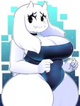 4_fingers 5_fingers anthro big_breasts bovid_horn breasts caprine_horn clothing female fingers fur goat_horn horn huge_breasts jewelry leotard looking_at_viewer male mature_female necklace shy_expression shy_smile solo strapless_clothing strapless_leotard swimwear thick_thighs white_body white_fur worried xan-gelx twitter undertale undertale_(series) toriel bovid caprine goat mammal 2025 hi_res mother_(lore) parent_(lore)