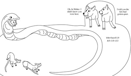 bad_parenting dialogue feet_first feral feral_pred feral_prey forced frown group larger_pred male male/male multiple_prey nude_pred nude_prey older_pred oral_vore size_difference smile unwilling_prey vore willing_pred young young_feral younger_prey urbanhermit mammal murid murine rat reptile rodent scalie snake 2000 black_and_white dated monochrome