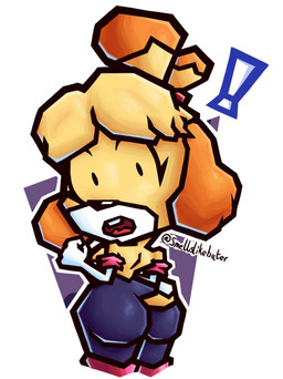 anthro big_breasts blonde_hair breasts butt butt_focus clothed clothing cosplay crossover_cosplay exclamation_point eyelashes female floppy_ears fur gloves hair handwear latex looking_at_viewer looking_back looking_back_at_viewer rear_view shocked side_boob simple_background solo surprised tail teeth thick_thighs white_background wide_hips yellow_body yellow_fur smellslikebuter animal_crossing nintendo sega sonic_the_hedgehog_(series) isabelle_(animal_crossing) rouge_the_bat canid canine canis domestic_dog mammal shih_tzu toy_dog crossover hi_res