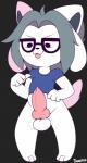 animal_genitalia animal_penis anthro balls bodily_fluids bottomless canine_genitalia canine_penis clothed clothing eyewear genital_fluids genitals glasses male penis precum solo dongitos third-party_edit undertale undertale_(series) bob_(undertale) felid mammal tem hi_res