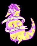 ambiguous_gender anthro armless banner blush conjoined_eyes flower flower_crown fur grey_text nude plant pupils purple_blush ribbons simple_background snout solo speech_scroll tail text transparent_background unusual_pupils yellow_body yellow_fur jaspering squirmle 2018 alpha_channel digital_drawing_(artwork) digital_media_(artwork) english_text full-length_portrait handwritten_text portrait shaded watermark