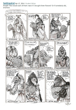 angry anthro bouquet dialogue elderly elderly_intersex embarrassed eyewear flower flower_bouquet glasses gown group happy herm intersex multi_limb plant renaissance_clothing smile speech_bubble text whimper skekla_(artist) ask_the_skeksis the_dark_crystal skekayuk_the_gourmand skekekt_the_ornamentalist skekna_the_slave_master skekok_the_scroll_keeper skekshod_the_treasurer skeksil_the_chamberlain skekso_the_emperor skektek_the_scientist skekung_the_garthim_master skekzok_the_ritual_master alien skeksis 2014 comic english_description english_text hi_res signature