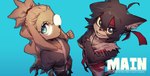 brown_body brown_fur clothed clothing crossed_arms duo eyewear female feral fur hair looking_at_viewer male simple_background text goatdraw canid canine felid feline mammal hi_res