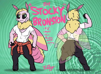 2_toes 4_fingers 4_wings antennae_(anatomy) anthro arthropod_abdomen big_chest black_sclera blonde_hair blonde_mane bottomwear clothing eyebrows feet fingers flexing flexing_bicep fur green_eyes hair half-shaved_head male mandibles mane multi_wing muscular muscular_anthro muscular_male oversized_bottomwear oversized_clothing oversized_pants pants photo_background pink_body pink_fur shirt small_feet solo striped_wings stripes sweater sweater_around_waist tight_clothing tight_shirt tight_topwear toes topwear translucent translucent_body wings yellow_body yellow_fur frooby arthropod insect lepidopteran moth rosy_maple_moth 11:8 hi_res model_sheet photography_(artwork)