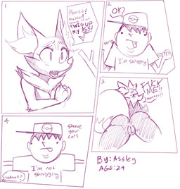 3_fingers 5_fingers anthro anus arms_bent asking asking_another asking_what baseball_cap bedroom_eyes begging biped blush breasts butt chest_tuft claws clitoris clothing comic_panel command dialogue dipstick_tail dominant dominant_male double_chin duo ear_tuft exclamation_point extended_arms eyelashes female fingers genitals gesture hair handpaw hands_together hat headgear headwear heart_symbol holding_object human_on_anthro humor interspecies inviting looking_back male male/female markings master motion_onomatopoeia multicolored_tail narrowed_eyes nude number numbered_sequence offering_sex onomatopoeia open_mouth partial_speech_bubble paws perineum plump_labia pointy_nose polygonal_speech_bubble presenting presenting_hindquarters presenting_vulva print_clothing print_shirt print_t-shirt print_topwear question question_mark raised_tail requesting ruff seductive shirt shrug shrug_(sound_effect) sideways_baseball_cap simple_background simple_eyes skinny sound_effects speech_bubble spread_arms stick submissive submissive_female t-pose t-shirt tail tail_markings talking_to_another talking_to_partner text text_on_clothing text_on_shirt text_on_t-shirt text_on_topwear text_print thick_thighs tongue tongue_out topwear tuft vulva actionbastardvirginblstr nintendo pokemon pokemon_trainer braixen canid generation_6_pokemon human mammal pokemon_(species) comic english_text monochrome signature sketch