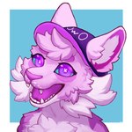 ambiguous_gender anthro blinking cheek_tuft clothed clothing cross-eyed facial_tuft fluffy fluffy_chest fluffy_ears forked_tongue hat headgear headwear kemono looking_at_viewer neck_tuft open_mouth open_smile owo pink_body smile solo tail text tongue tuft white_body x_eyes color_fox amaverse vtuber patoune domestic_cat felid feline felis mammal 1:1 animated short_playtime