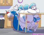 anthro areola bedroom_eyes belly big_belly big_breasts big_butt big_tail blue_body blue_fur blue_hair breasts butt detailed_background duo face_in_breasts female fur hair huge_belly huge_breasts huge_butt huge_tail kitchen male male/female morbidly_obese morbidly_obese_female narrowed_eyes nipples obese obese_female overweight overweight_female pink_areola pink_nipples purple_eyes seductive slightly_chubby slightly_chubby_female tail trash_can white_body white_fur wings void_opossum nintendo pokemon alan_(alanshinys) eeveelution generation_6_pokemon generation_7_pokemon humanoid pokemon_(species) primarina shiny_pokemon sylveon 5:4 absurd_res hi_res shaded