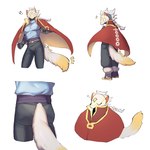 cloak clothed clothing eyes_closed grey_body hair male simple_background solo tail white_background white_hair white_tail ling_ye sky_children_of_the_light humanoid mammal mink mustelid musteline true_musteline 1:1 hi_res