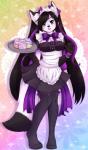 alternative_fashion anthro biped clothed clothing cupcake female food j-fashion kemono lolita_(fashion) looking_at_viewer maid_uniform open_mouth smile solo standing teeth tongue uniform priincessu canid canine fox mammal hi_res