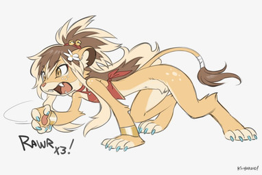 4_toes 5_fingers adolescent all_fours anthro barefoot bottomless bottomless_anthro bottomless_male claws clothed clothing crotch_tuft digitigrade fangs feet femboy finger_claws fingers freckled_face freckled_hips freckled_shoulders freckles fur hair long_hair male male_anthro navel open_mouth pawpads paws pink_pawpads ponytail rawr simple_background solo tail teeth toe_claws toes tongue tuft white_background young young_anthro young_male koiyaroid femboy_lion_(koiyaroid) felid lion mammal pantherine 2026 digital_media_(artwork) full-length_portrait portrait