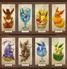 ambiguous_gender blue_eyes blueberry_(fruit) cake cake_sitting dessert feral food food_fetish food_play fruit glass green_eyes group in_food melon micro on_food plant purple_eyes quadruped red_eyes tail text watermelon watermelon_half nekotabact nintendo pokemon canid canine eevee eeveelution espeon flareon generation_1_pokemon generation_2_pokemon generation_4_pokemon glaceon jolteon leafeon mammal pokemon_(species) umbreon vaporeon 2011 english_text german_text letterbox translated
