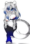 anthro blue_eyes blush bra breasts clothed clothing female genitals looking_at_viewer nipple_piercing nipples one_breast_out piercing pussy simple_background skimpy slightly_chubby solo underwear undressing white_background wide_hips pocketmew chloe_nympha felid leopard mammal pantherine snow_leopard