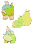 anthro belly big_belly bottle bottomless claws clothed clothing container eyes_closed food food_transformation fruit fur hand_on_belly holding_bottle holding_container holding_object male motion_lines multiple_poses navel nude obese obese_anthro obese_male overweight overweight_anthro overweight_male pear pear_transformation plant plant_transformation pose reclining smile solo standing sticker toe_claws tongue tongue_out transformation wide_hips daef canid canine canis elemental_creature flora_fauna food_creature living_fruit mammal wolf 3:4 hi_res