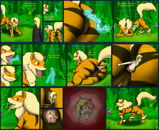 anal anal_penetration anal_vore anus berry bestiality big_butt blonde_hair bodily_fluids brown_body brown_fur butt clothed clothing dialogue duo extreme_size_difference eyes_closed fangs female female_penetrated female_pred feral food fruit fur genitals hair heart_symbol human_on_feral human_prey in_mouth interspecies larger_feral larger_pred licking male male/female male_penetrating male_penetrating_female male_prey micro_abuse nude open_mouth orange_body orange_fur partially_inside penetration penis plant pokephilia red_eyes saliva sex shrinking size_difference size_transformation smaller_human teeth text tongue tongue_out transformation vore vulva livinlovindude nintendo pokemon arcanine generation_1_pokemon human mammal pokemon_(species) comic english_text hi_res