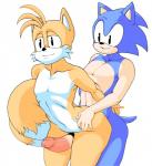 anal anal_penetration anthro dipstick_tail duo erection genitals humanoid_genitalia humanoid_penis male male/male male_penetrated male_penetrating male_penetrating_male markings multi_tail multicolored_tail nude penetration penis sex tail tail_markings reishuseyu sega sonic_the_hedgehog_(series) miles_prower sonic_the_hedgehog canid canine eulipotyphlan fox hedgehog mammal hi_res