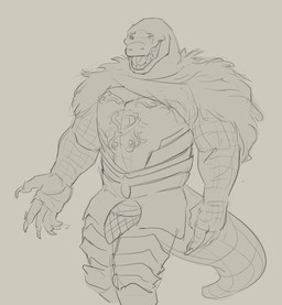 anthro armor claws clothed clothing finger_claws male male_anthro narrowed_eyes one_eye_closed open_mouth simple_background solo standing tongue aduran scalie absurd_res hi_res monochrome portrait sketch three-quarter_portrait