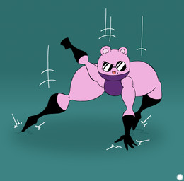 4_fingers anthro armwear boots clothing covered_mouth cracks crossbar_emanata curvy_figure elbow_gloves emanata eyelashes eyewear femboy fingers flash_emanata footwear fur gloves hand_on_ground handwear heart_nose heart_symbol hero_landing knee_boots knee_highs landing legwear leotard logo male markings mole_(marking) pink_body pink_fur shoes solo sunglasses text thick_thighs thatdawgmurray happy_tree_friends the_mole_(htf) eulipotyphlan mammal mole_(animal) aliasing artist_logo artist_name digital_media_(artwork) hi_res signature