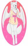 anthro asian_clothing belt biped breasts cherry_blossom cleavage clothed clothing east_asian_clothing feathered_wings feathers female flower food fur hair japanese_clothing kimono looking_at_viewer one_eye_closed onigiri plant prunus_(flower) rice smile solo standing white_body white_fur white_hair wide_hips wings yellow_eyes cocoro celeste_falore_(peachicake) angel canid canine canis mammal wolf 2016 absurd_res full-length_portrait hi_res portrait