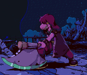 anthro armband axe blinking bracelet breath breathing clothed clothing constricted_pupils detailed_background ectoplasm evil_grin female fully_clothed grin hair holding_object holding_weapon jewelry melee_weapon night outside pink_body pink_skin pupils purple_hair railing raining sharp_teeth shooting_star small_pupils smile smug snout solo spiked_armband spiked_bracelet spikes spread_legs spreading star teeth weapon wide_stance yellow_eyes moonshen deltarune undertale_(series) susie_(deltarune) reptile scalie aliasing animated cool_colors digital_media_(artwork) full-length_portrait hi_res lol_comments loop pixel_(artwork) pixel_animation portrait restricted_palette