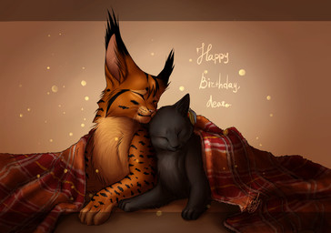 4_toes ambiguous_gender black_body black_fur brown_body brown_fur duo eyes_closed feet feral fur toes lynjox lynxy_jones domestic_cat felid feline felis lynx mammal 2015 digital_media_(artwork)