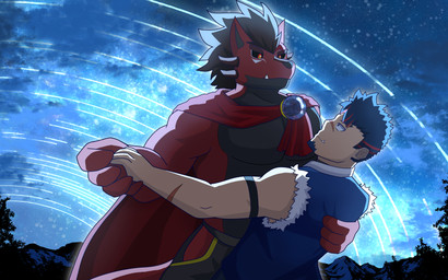 anthro cape clothing cosmic_background dancing duo looking_at_another male male/male muscular muscular_male pecs red_body shooting_star sky star starry_background starry_sky waltz_(dance) dragokaizer666 mythology astra_(dragokaizer) dragokaizer_(character) canid canine canis dragon human hybrid mammal mythological_creature mythological_scalie scalie wolf 16:10 absurd_res hi_res widescreen