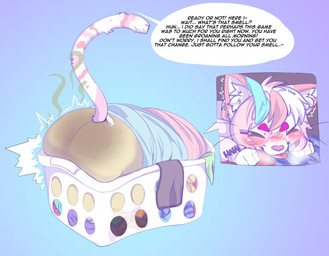 ambiguous_form basket blush blush_lines bodily_fluids breath clothed clothing container diaper eyes_closed feces fur genital_fluids grunting hair laundry laundry_basket male pink_nose pooping pushing raised_tail soiled_diaper soiling soiling_diaper solo stink_fumes tail text tongue tongue_out unclean_diaper urine used_diaper using_diaper wearing_diaper wet_diaper crayonsnthings domestic_cat felid feline felis mammal digital_media_(artwork) english_text watermark