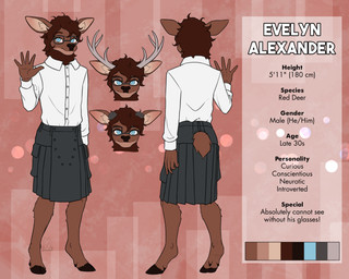 anthro antlers biped bottomwear clothed clothed_anthro clothed_male clothing eyewear fingers front_view fully_clothed fully_clothed_anthro fully_clothed_male fur glasses hair hooves horn looking_at_viewer male rear_view simple_background smile solo standing tail text topwear mykegreywolf deer mammal 2026 5:4 absurd_res digital_drawing_(artwork) digital_media_(artwork) english_text hi_res